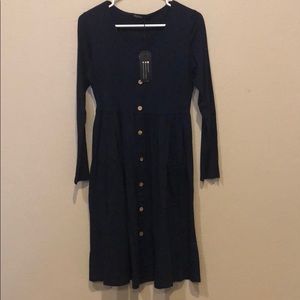 Navy button down dress